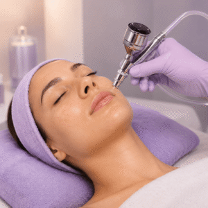 Oxygen facial with LED light treatment
