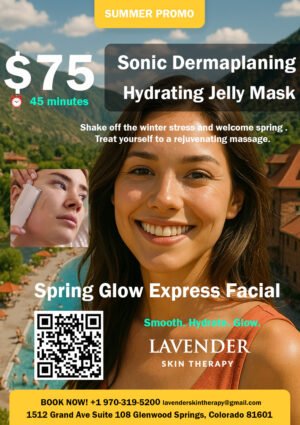 SUMMER special  Spring Glow Express Facial Sonic Dermaplaning + Hydro Jelly mask