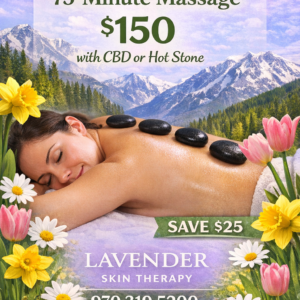 April Massage Special – hot stone or CBD massage75 Minutes $150